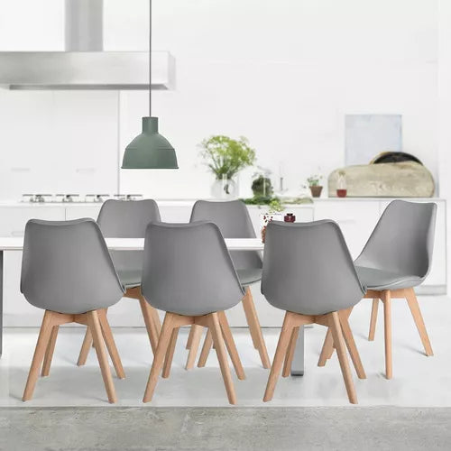 2 SILLAS EAMES ASIENTO ACOLCHADO PATAS MADERA *ENVIO INCLUIDO*