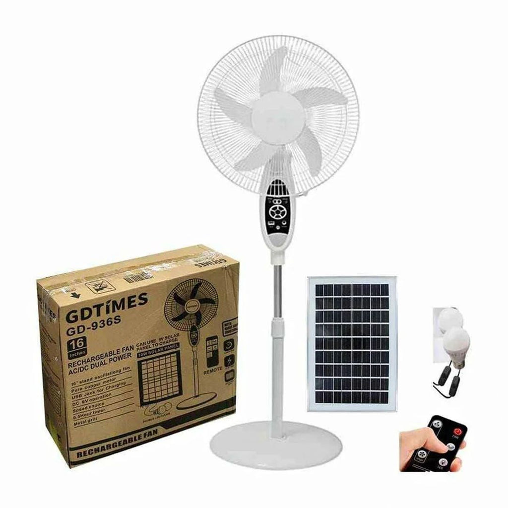VENTILADOR 16" RECARGABLE PANEL SOLAR - GD936S *ENVIO INCLUIDO*